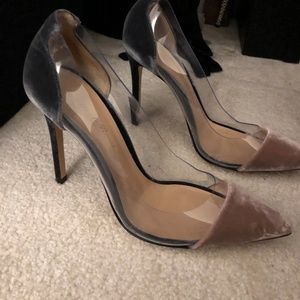 Gianvito Rossi Plexi velvet pumps rose grey 36.5